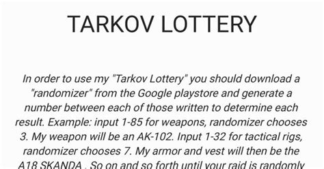 fap lottery|Tarkov Roulette.